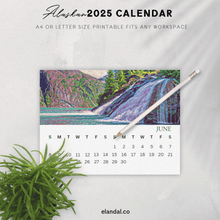 Load image into Gallery viewer, 2025 Printable Alaska Illustrated Landscape Calendar