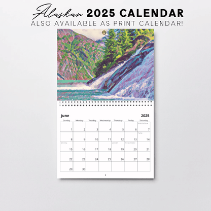 Calendario ilustrado de paisajes de Alaska para imprimir en 2025