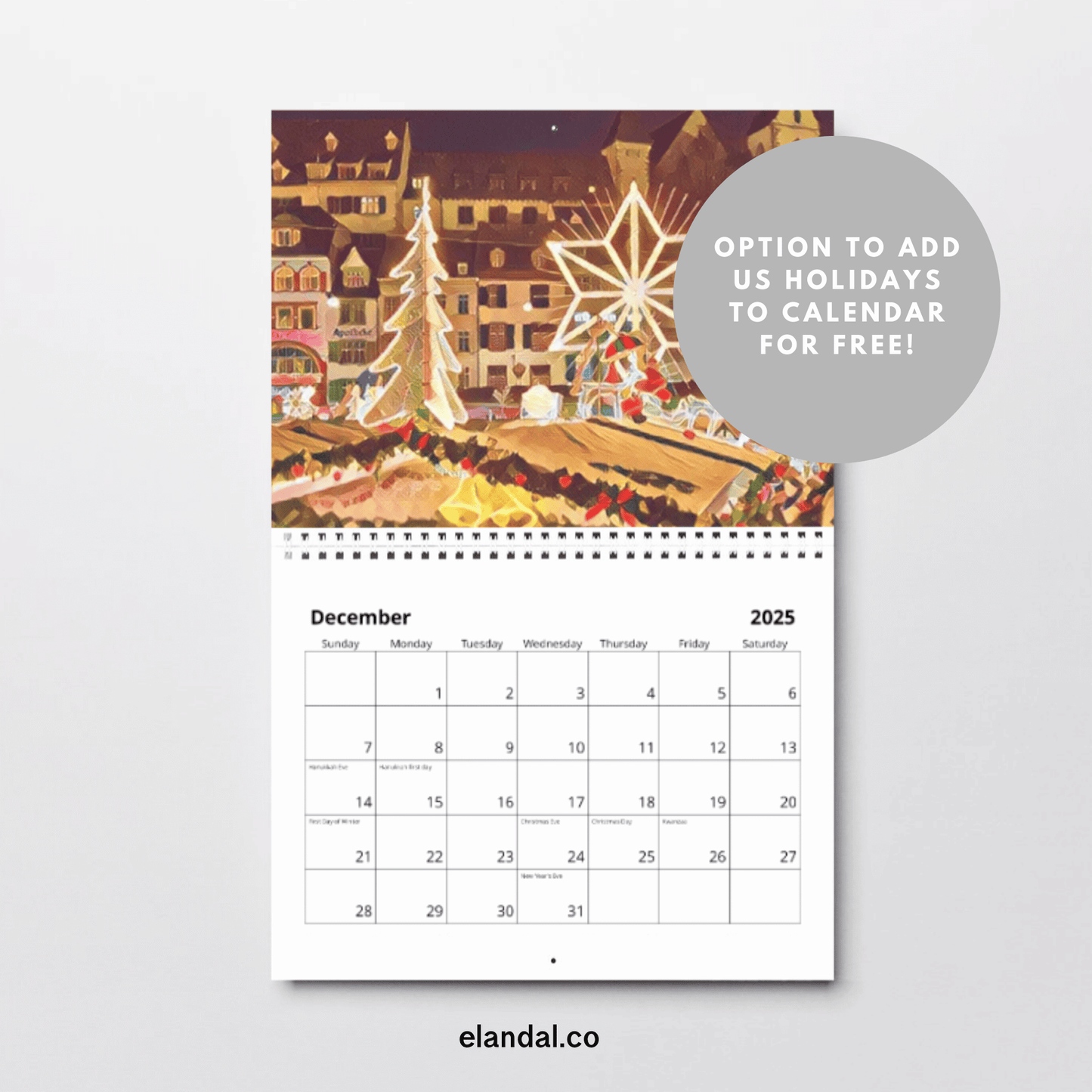 2025 Print Europe Illustrated Wall Calendar