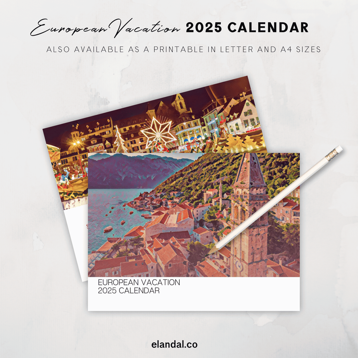 2025 Print Europe Illustrated Wall Calendar