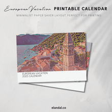 Load image into Gallery viewer, 2025 Printable Europe Illustrated Calendar