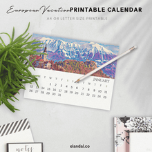 Load image into Gallery viewer, 2025 Printable Europe Illustrated Calendar