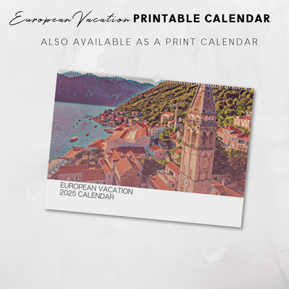 2025 Printable Europe Illustrated Calendar