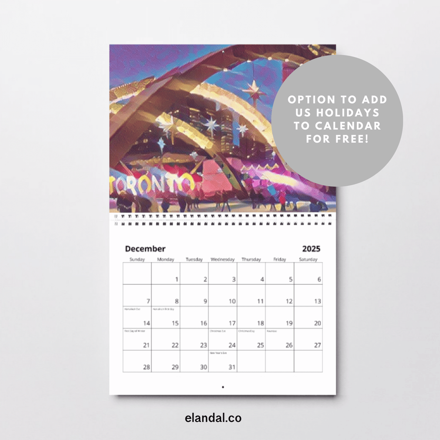 2025 Print Toronto Illustrated Wall Calendar