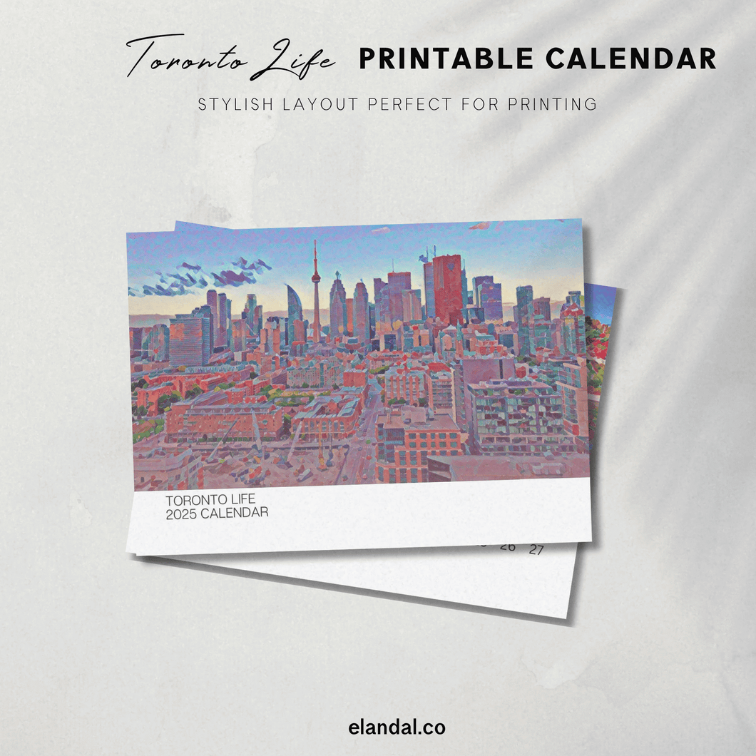 2025 Printable Toronto Illustrated Landscape Calendar