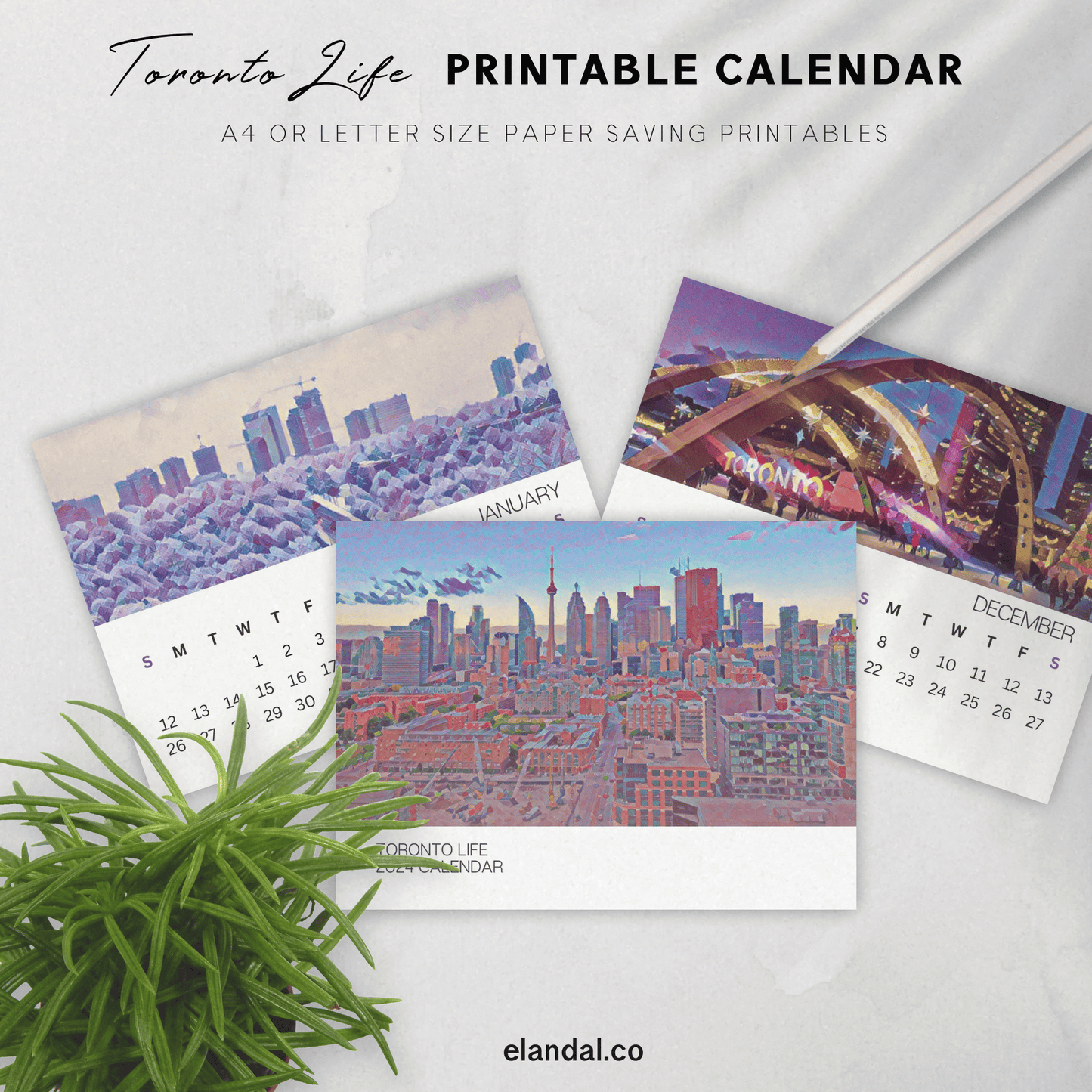 2025 Printable Toronto Illustrated Landscape Calendar