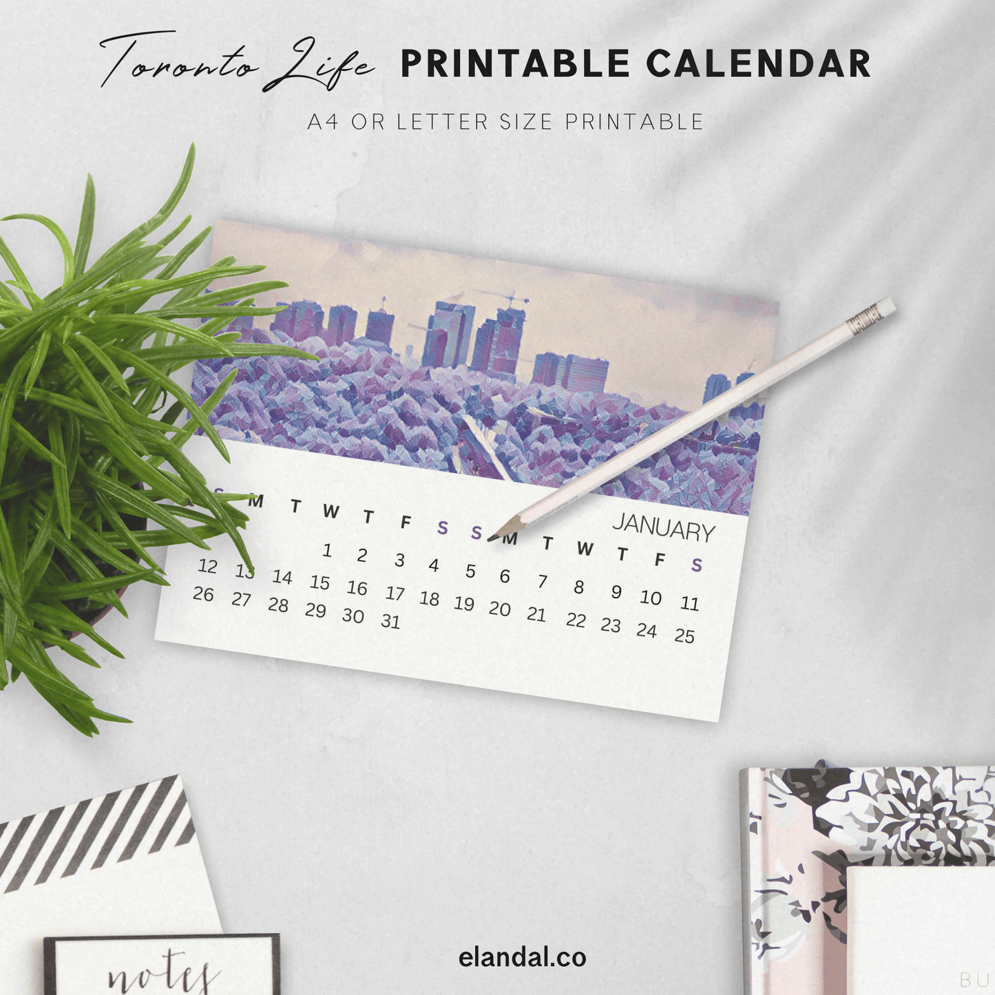 2025 Printable Toronto Illustrated Landscape Calendar