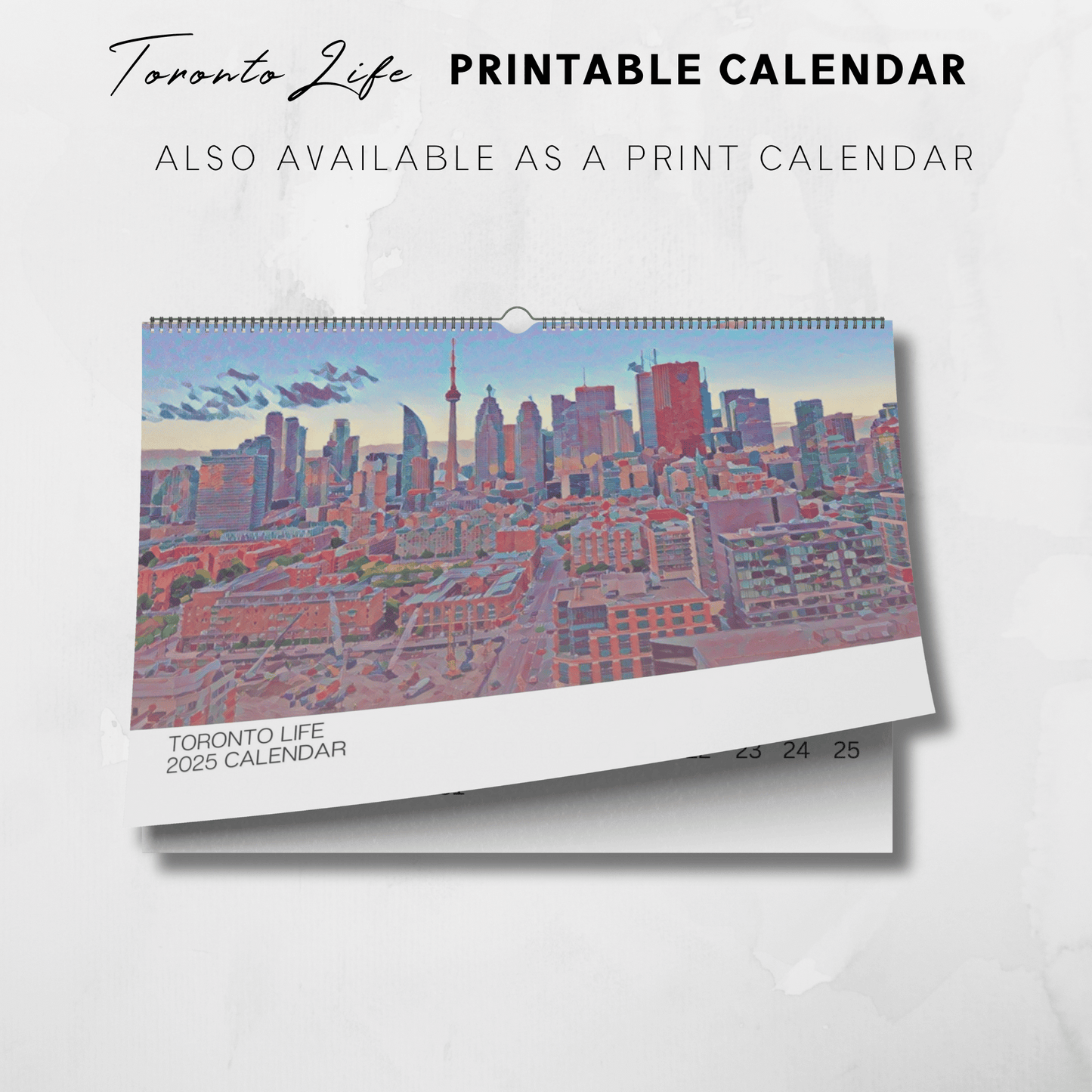 2025 Printable Toronto Illustrated Landscape Calendar