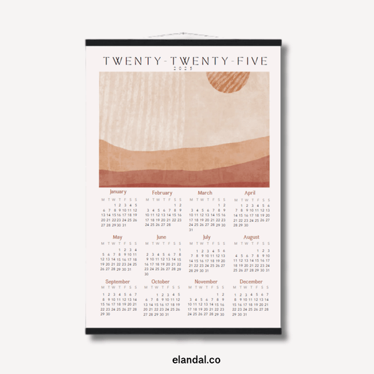 2025 Print Boho Desert Themed Poster Wall Calendar with Hangers