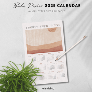 2025 Printable Boho Poster Calendar