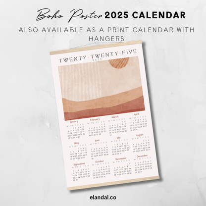 2025 Printable Boho Poster Calendar