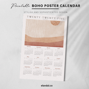 2025 Printable Boho Poster Calendar