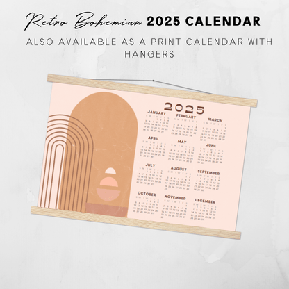 2025 Printable Retro Bohemian Landscape Poster Calendar