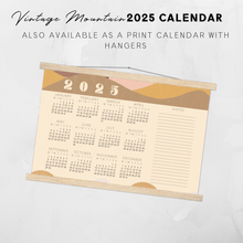 Load image into Gallery viewer, 2025 Printable Vintage Illustrated Mountains Landscape Calendar