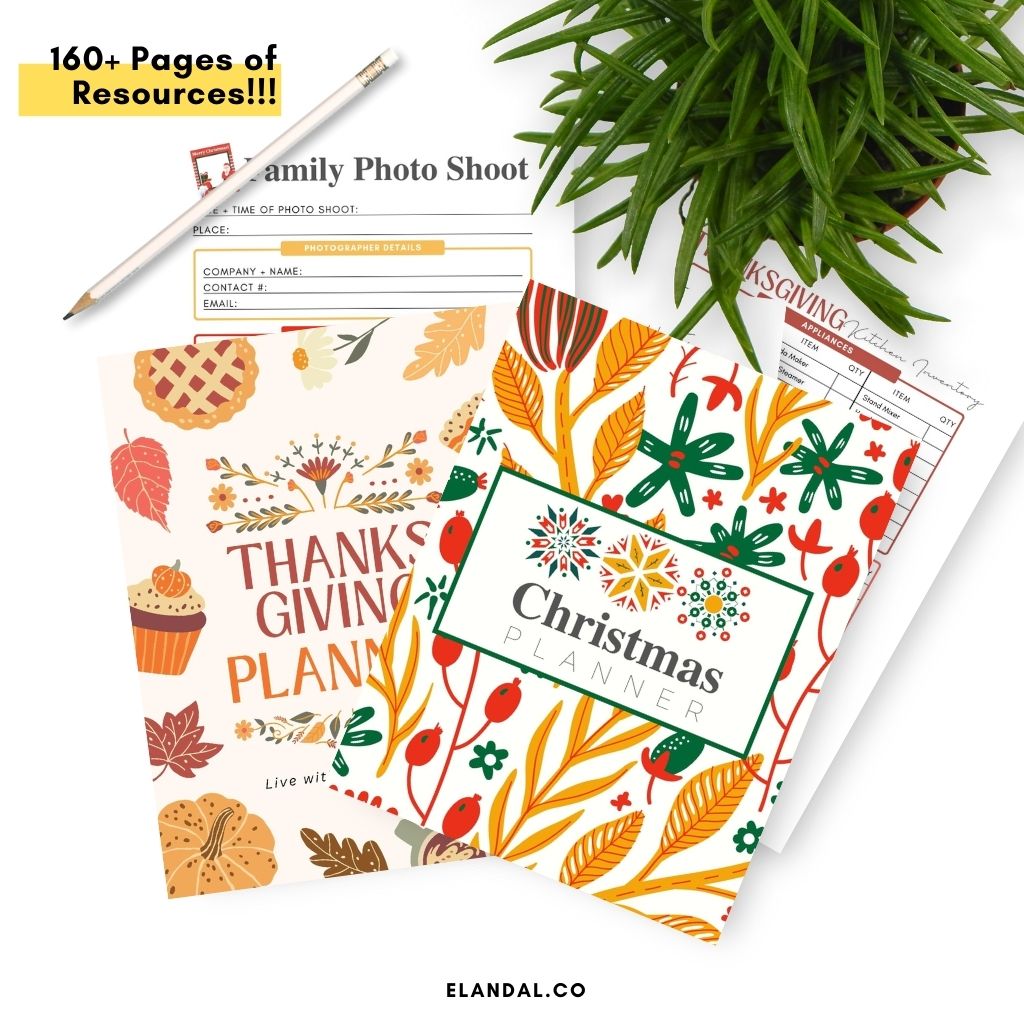 Holiday Planner Duo - Thanksgiving and Christmas Planner Bundle with 160+ Pages of Resources