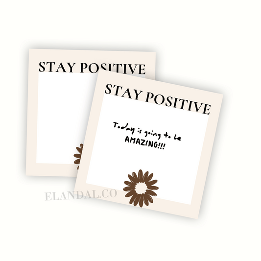 Stay Positive Sticky Notes 3"x3" Inspirational Floral Aesthetic Desk Notepads for Your Workspace