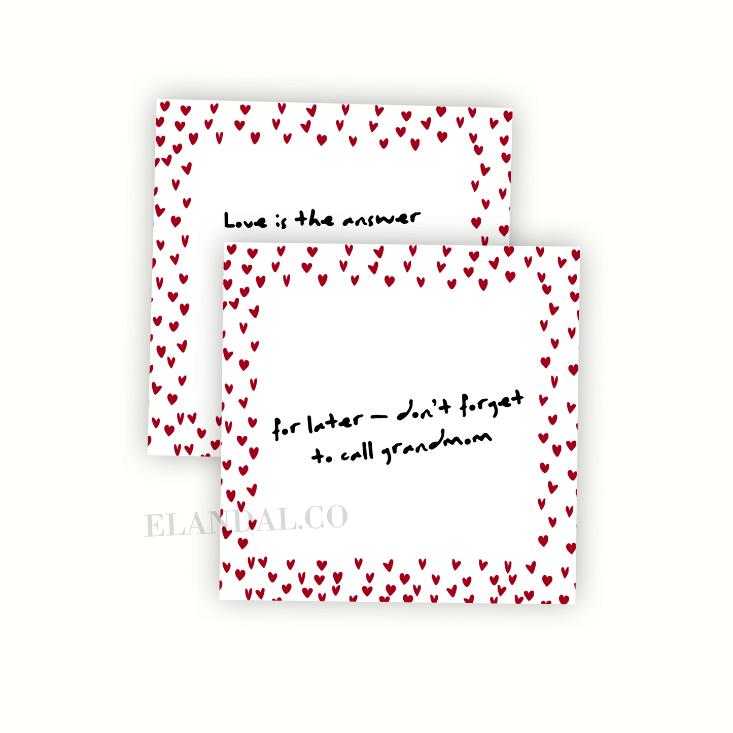 Red Heart Border Sticky Notes 3"x3" Cute Desk Notepads