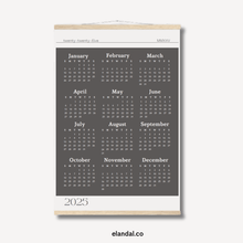 Load image into Gallery viewer, 2025 Slate Grey Poster Calendar - Light Border with Hangers