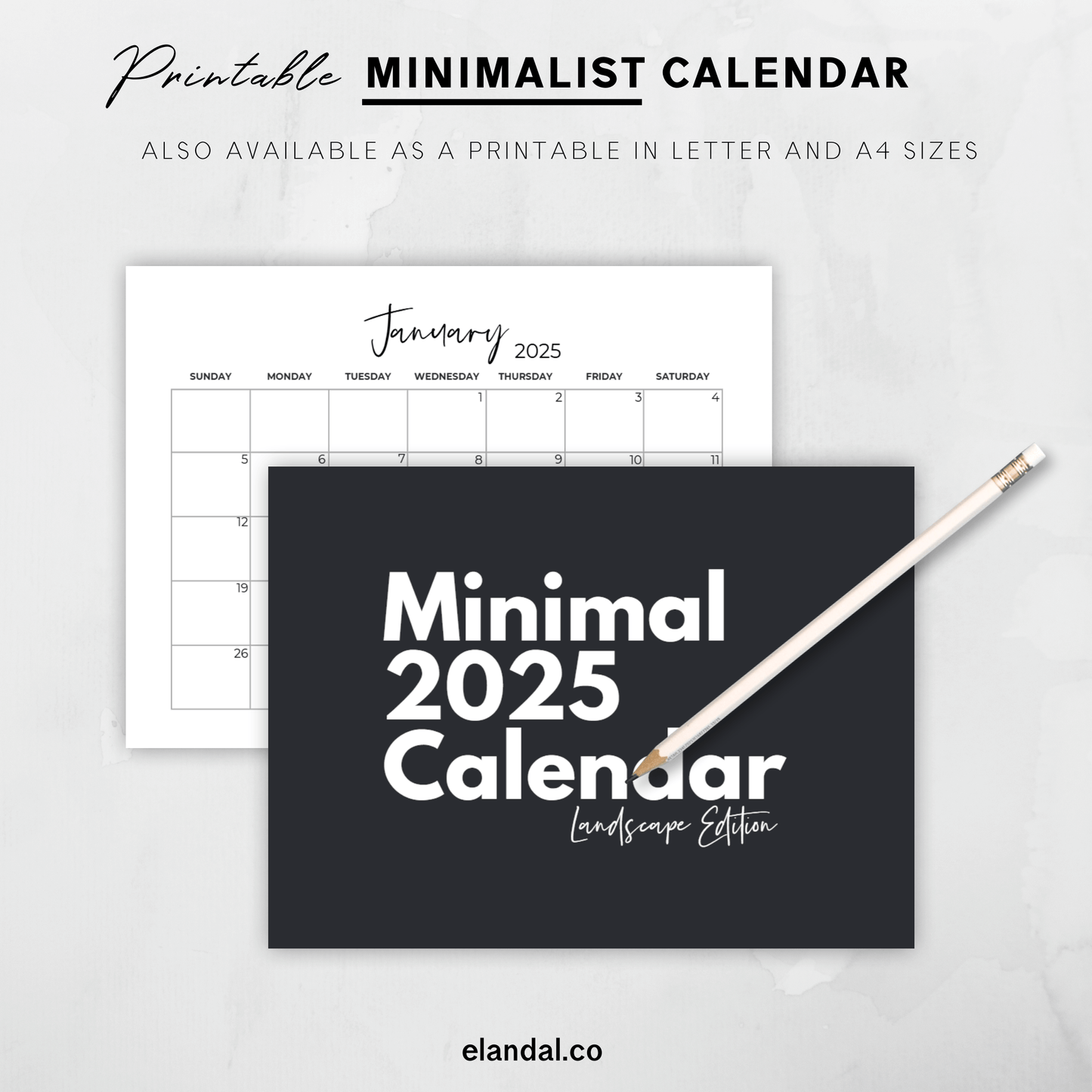 2025 Print Minimalist Landscape Black and White Photo Calendar