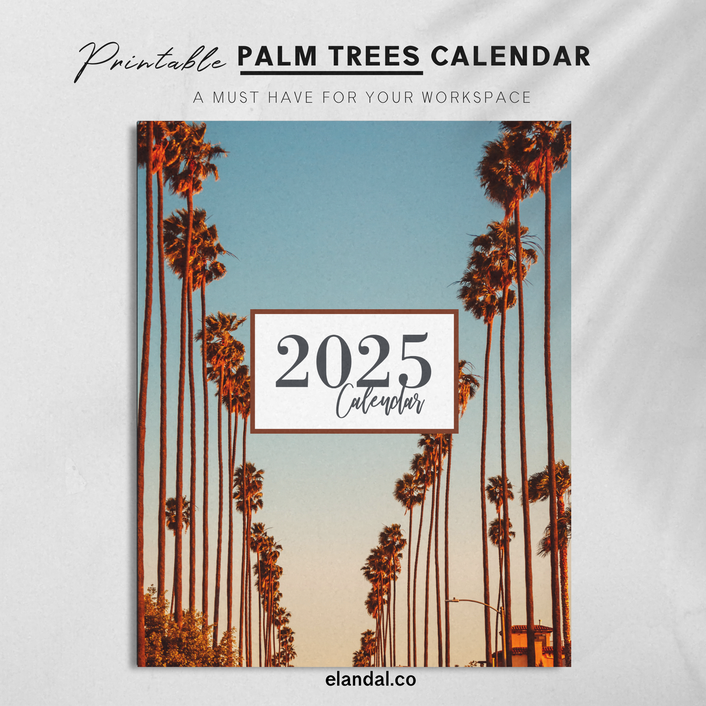 2025 Printable Palm Tree Vertical Calendar