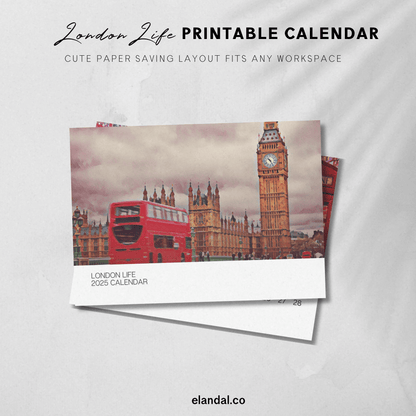 Calendario ilustrado de Londres para imprimir en 2025