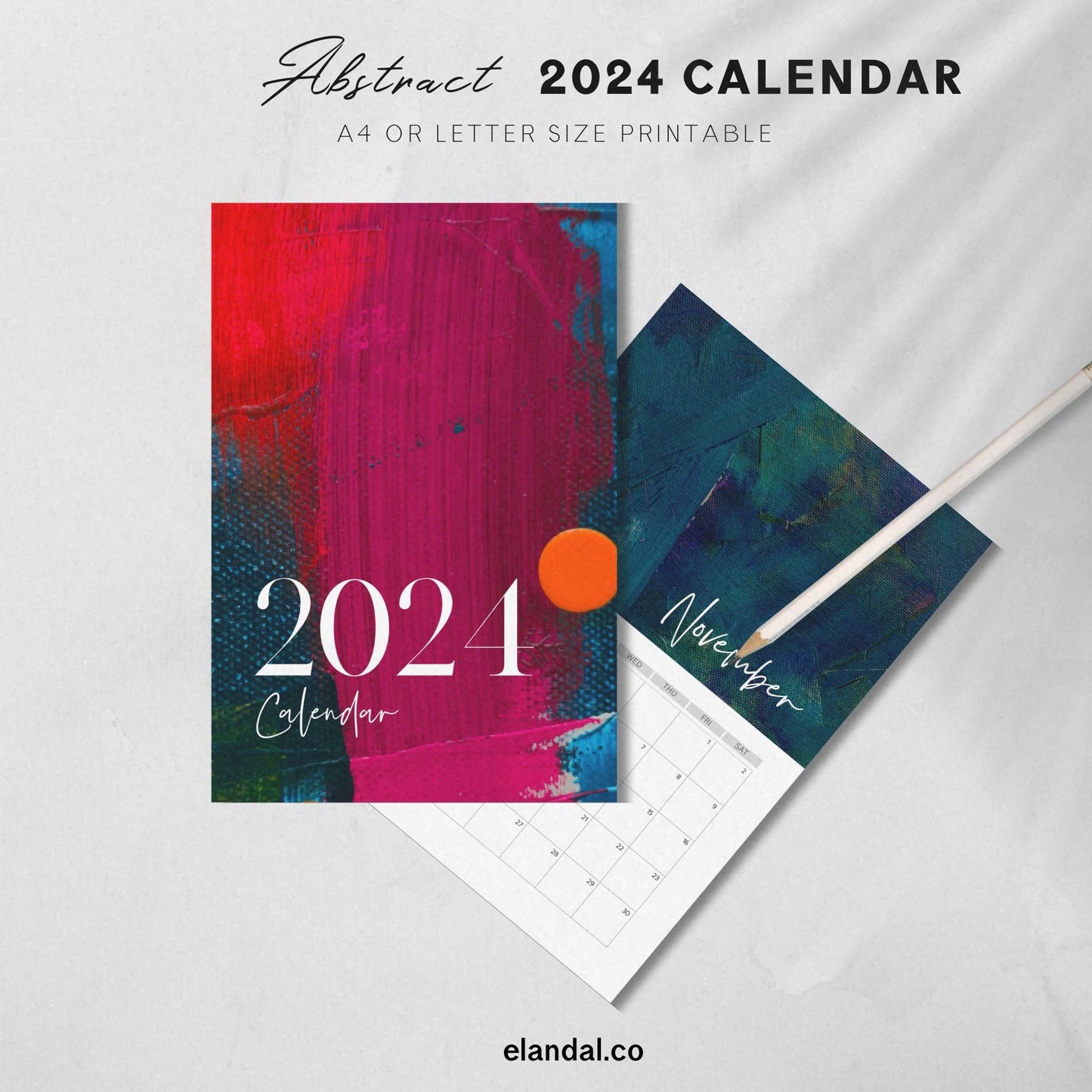 2025 Abstract Art Printable Vertical Monthly Calendar