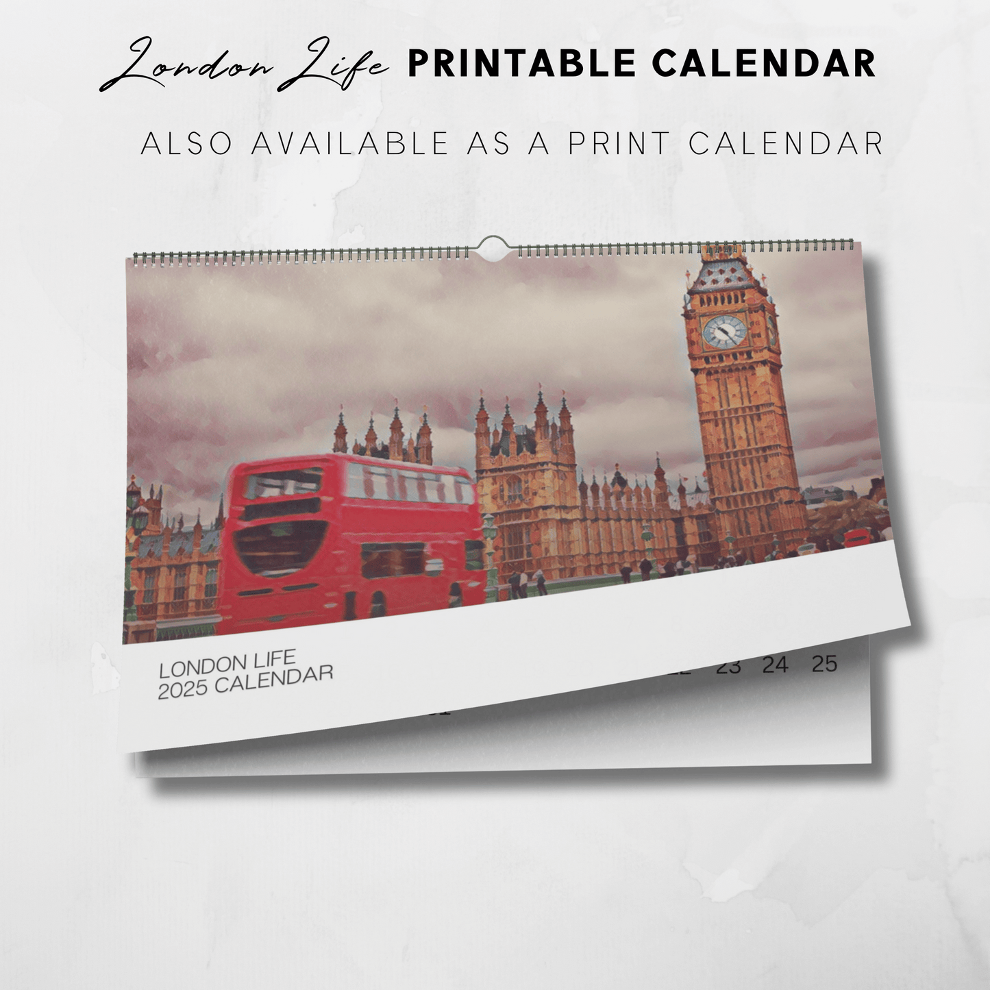 Calendario ilustrado de Londres para imprimir en 2025