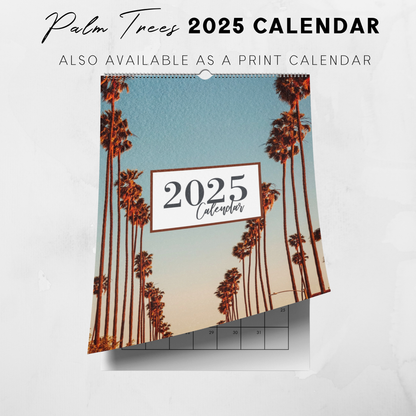 2025 Printable Palm Tree Vertical Calendar