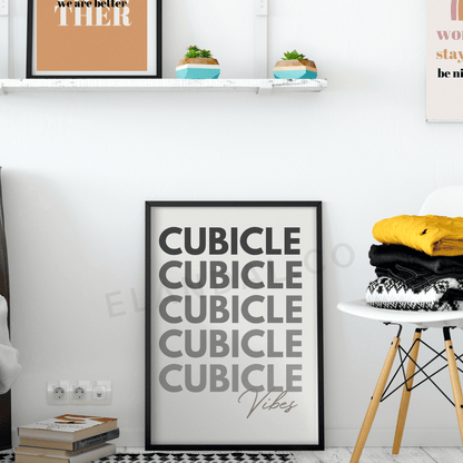 Cubicle Vibes Framed Poster Print, Cute Office Wall Decor, Available in 4 Sizes