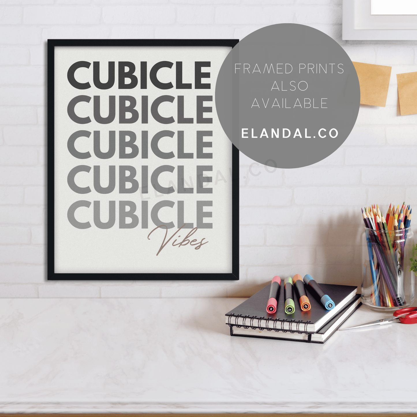 Cubicle Vibes Printable Cubicle Decor for the Office, Work Office Wall Art, Coworker Gift, Digital Download Poster, Office/Cubicle Sign