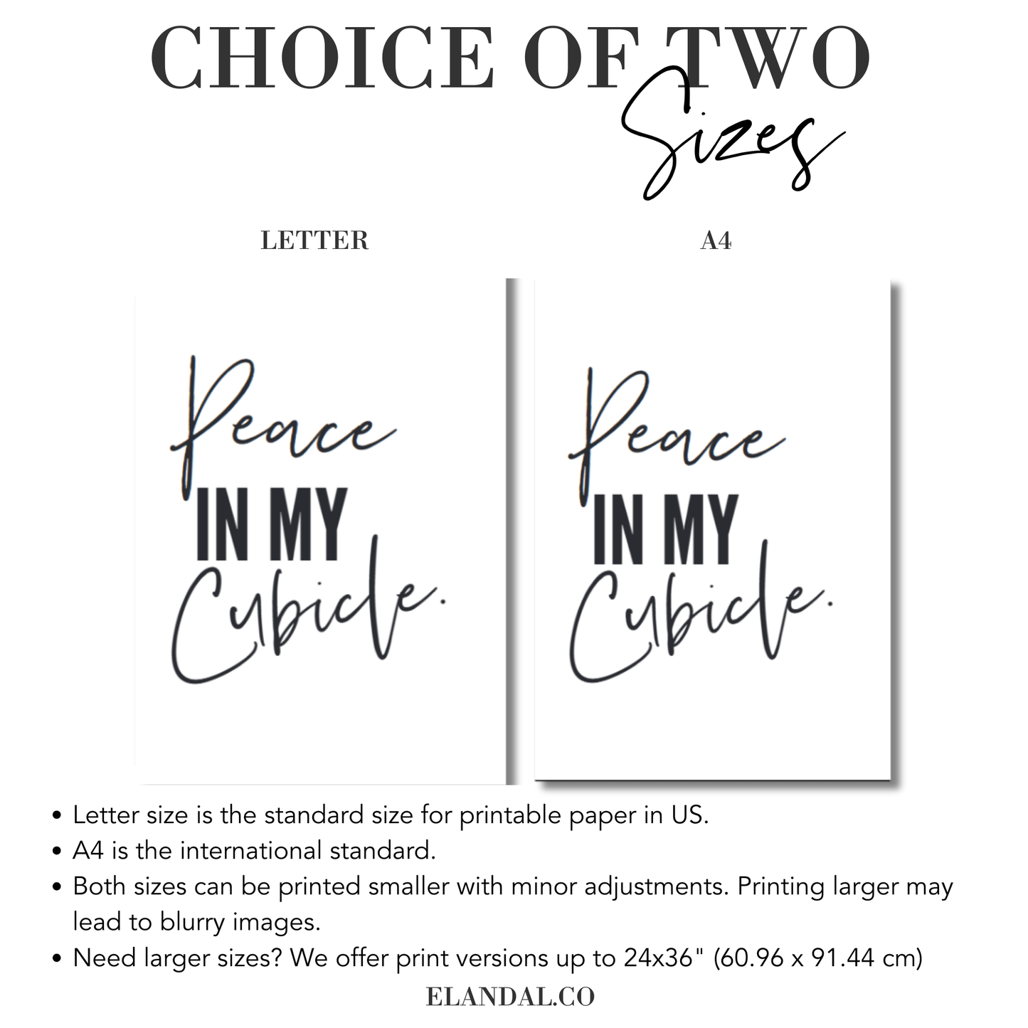 Printable Peace In My Cubicle, Inspirational Cubicle and Office Wall Art and Decor