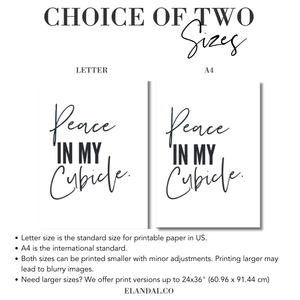 Peace In My Cubicle, Inspirational Cubicle and Office Printable Wall Art and Decor