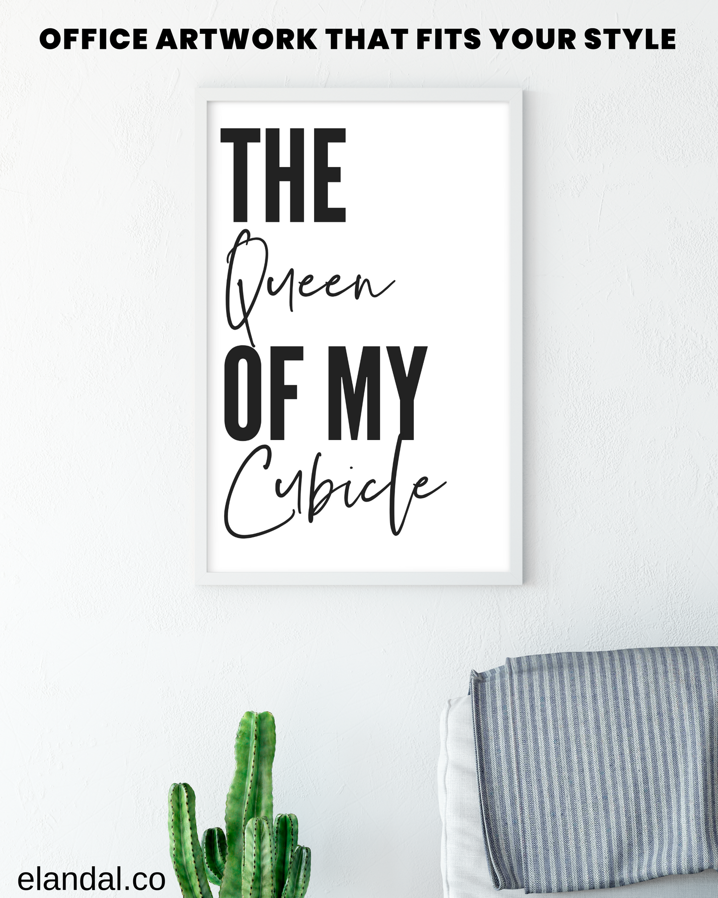 Queen of My Cubicle Printable Office Wall Decor | Minimal Quote Poster | Funny Office Art | Poster Digital Download | Coworker Gift for Her