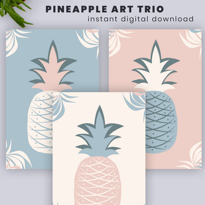 Pink Pineapple Decor: Printable Wall Art for Office and Home | Digital Tropical Art Poster | Cubicle Art | Modern Print Decor | Summer Decor