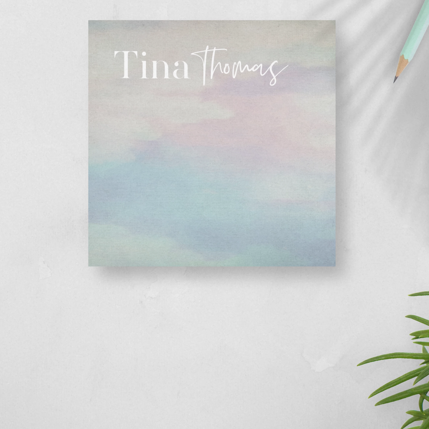 Personalized Watercolor Sticky Notes - Custom Office Stationery