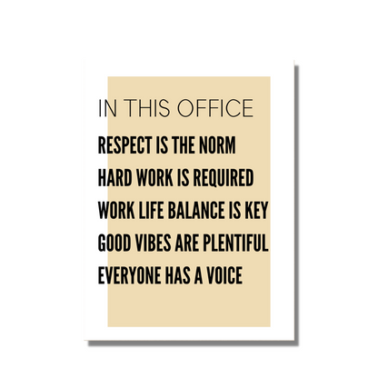 Office Culture Print Poster Motivational  Workplace Wall Art - Minimalist Office and Conference Room Decor