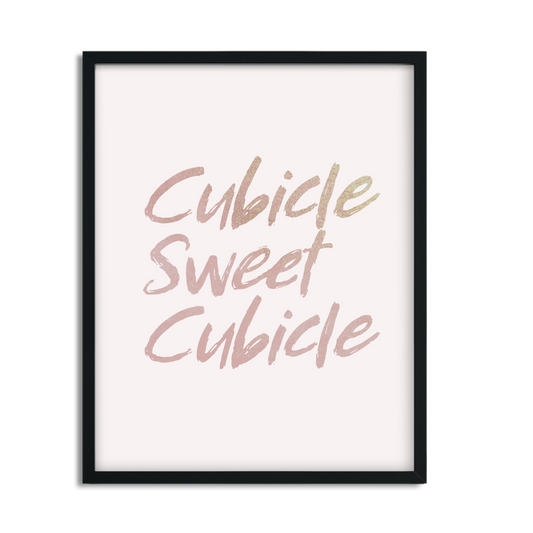 Cubículo Sweet Cubicle Obra de arte enmarcada, disponible en cuatro tamaños, seis colores de impresión y tres colores de marco