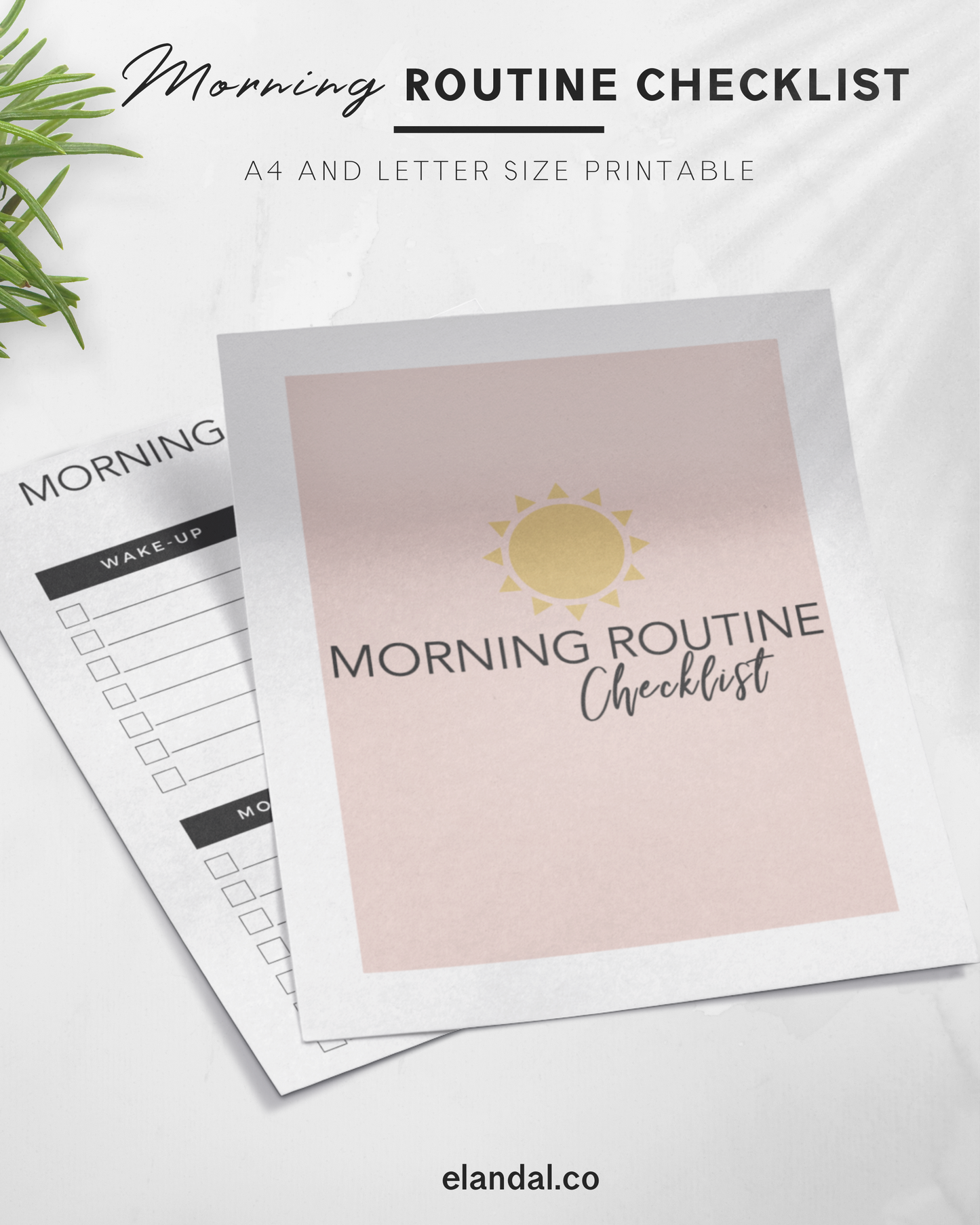 Printable Morning Routine Checklist Daily Planner Insert for Habit Formation and Productivity