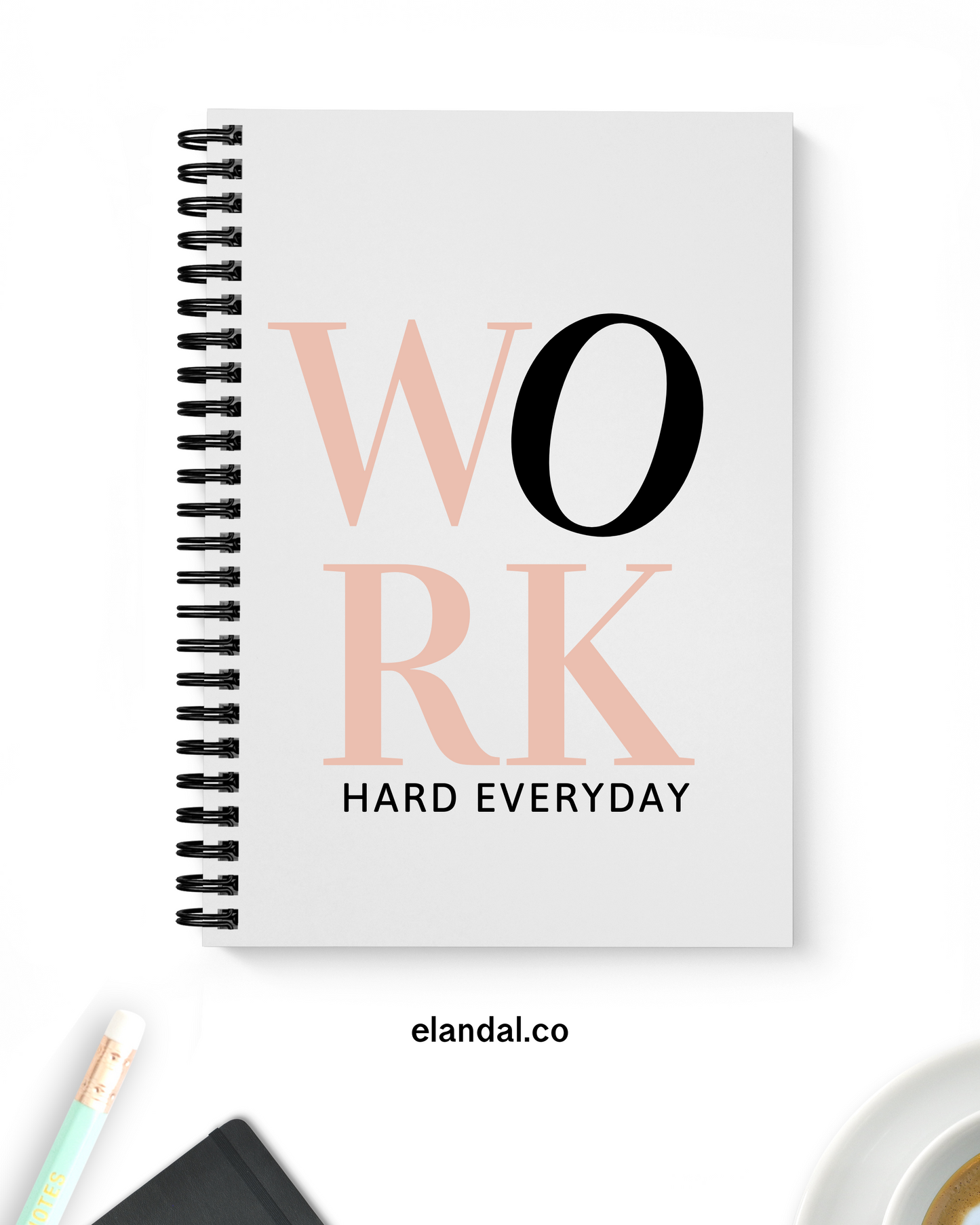 Work Hard Everyday Notebook, Cute Spiral Notebook for the Office