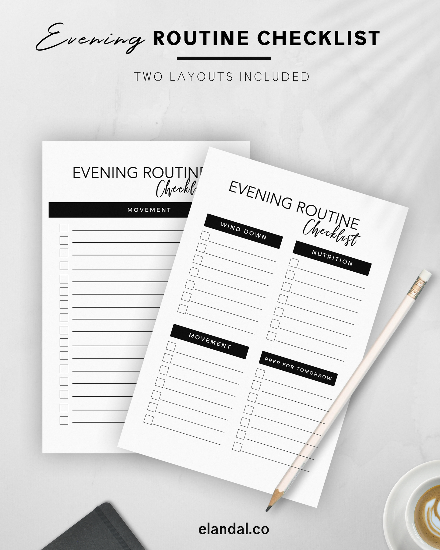 Printable Evening Checklist for Creating a Bedtime Routine