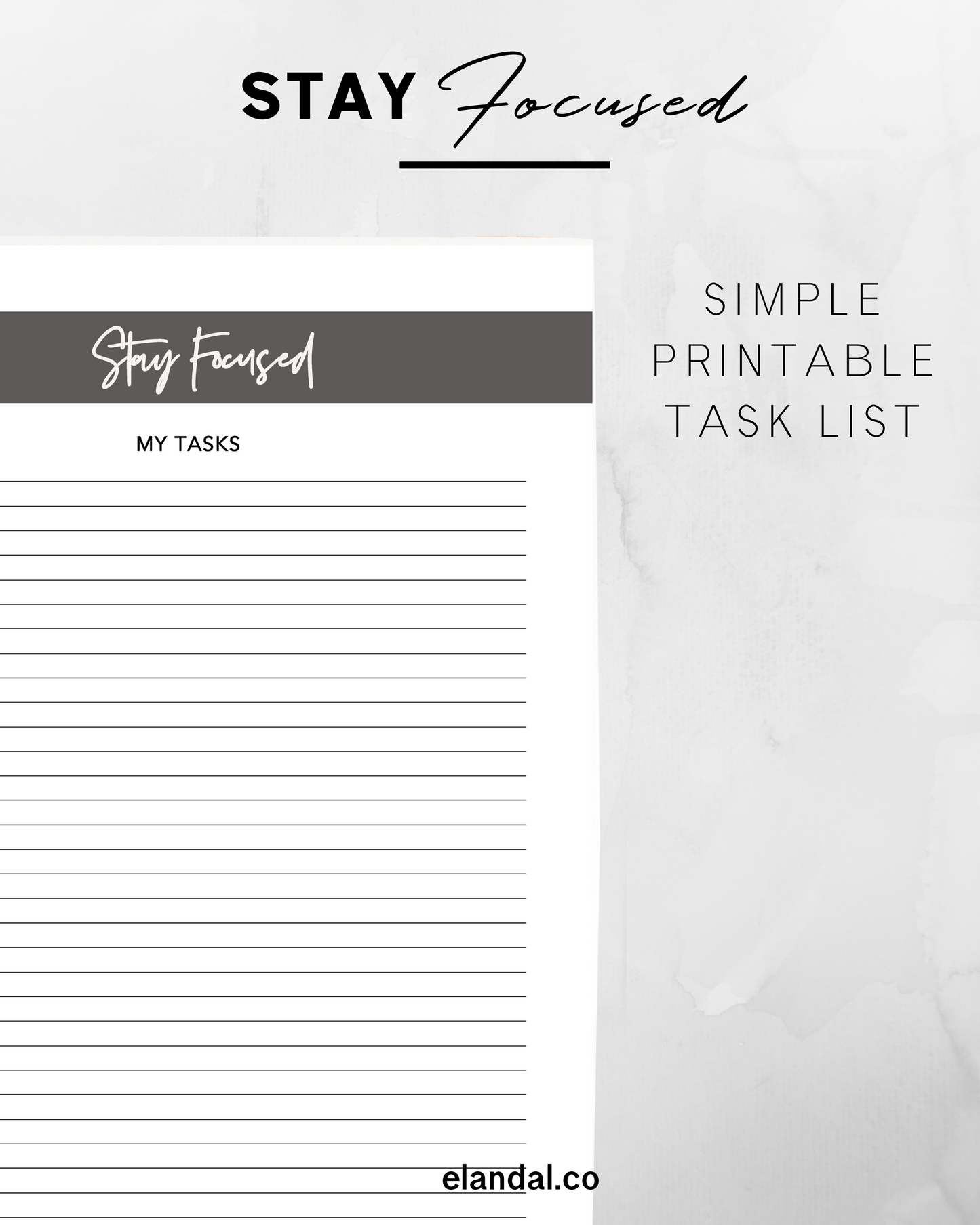 Stay Focused Printable To-Do List Productivity Planner Pages