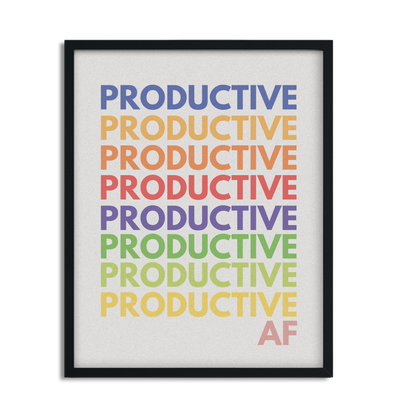 Productive AF Framed Poster Print, Stylish Office Wall Decor