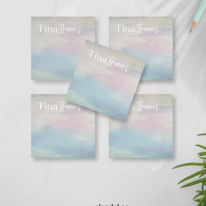 Personalized Watercolor Sticky Notes - Custom Office Stationery