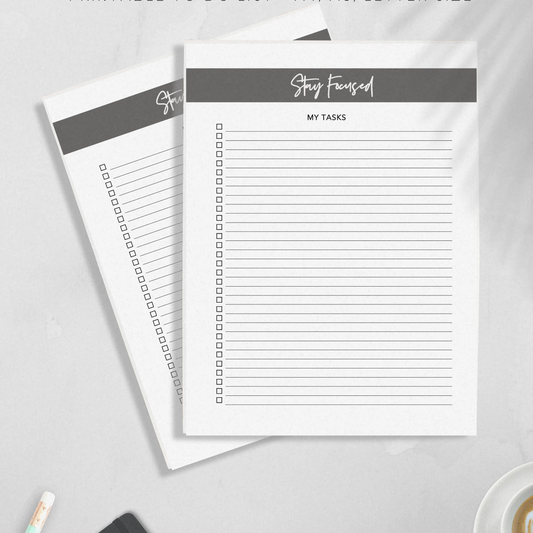 Stay Focused Printable To-Do List Productivity Planner Pages