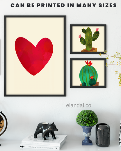 Printable Cactus Wall Art | Boho Home Office Decor for Cacti Lovers | Succulent Art Gift | Set of Three A4 Letter and Poster Sizes Included