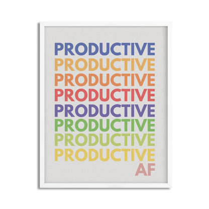 Productive AF Framed Poster Print, Stylish Office Wall Decor