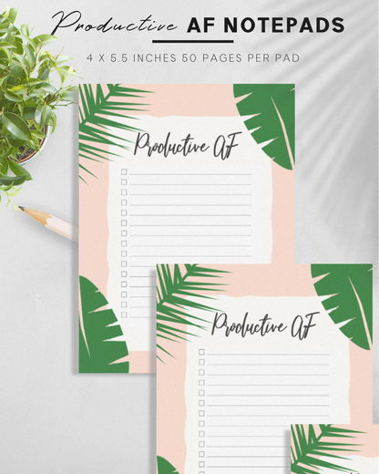 Productive AF Banana Leaf Design Mini Notepads, 4" x 5.5" in