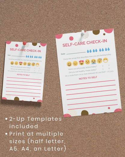 Self-Care Printable Planner Insert Stress Relief and Mood Tracker