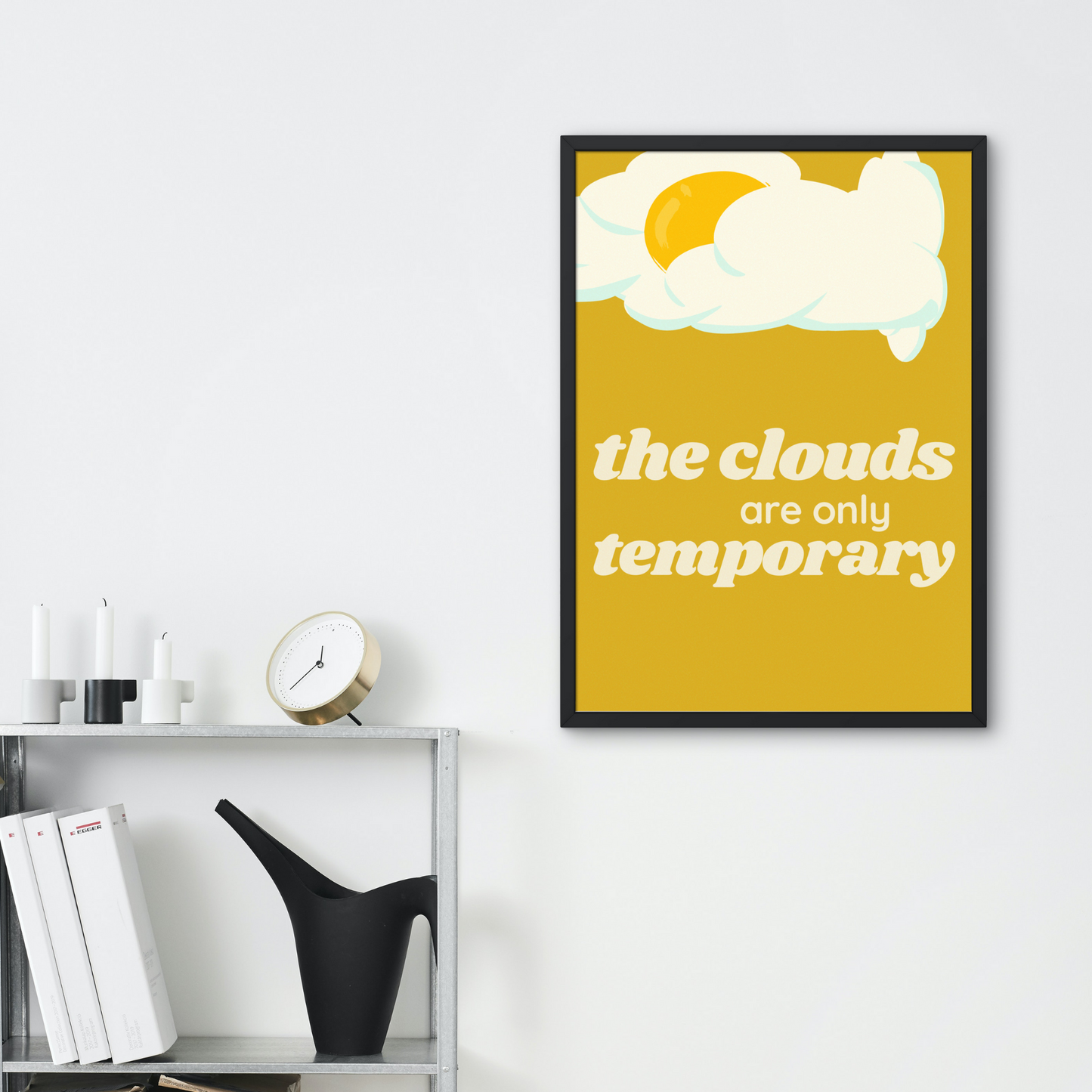 Clouds Don't Last Retro Themed Inspirational Framed Art Print