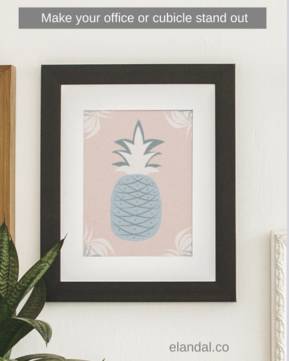 Pink Pineapple Decor: Printable Wall Art for Office and Home | Digital Tropical Art Poster | Cubicle Art | Modern Print Decor | Summer Decor